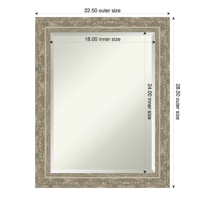 Filigree Beveled Framed Wall Mirror - 23 x 29 in - Filigree Silver
