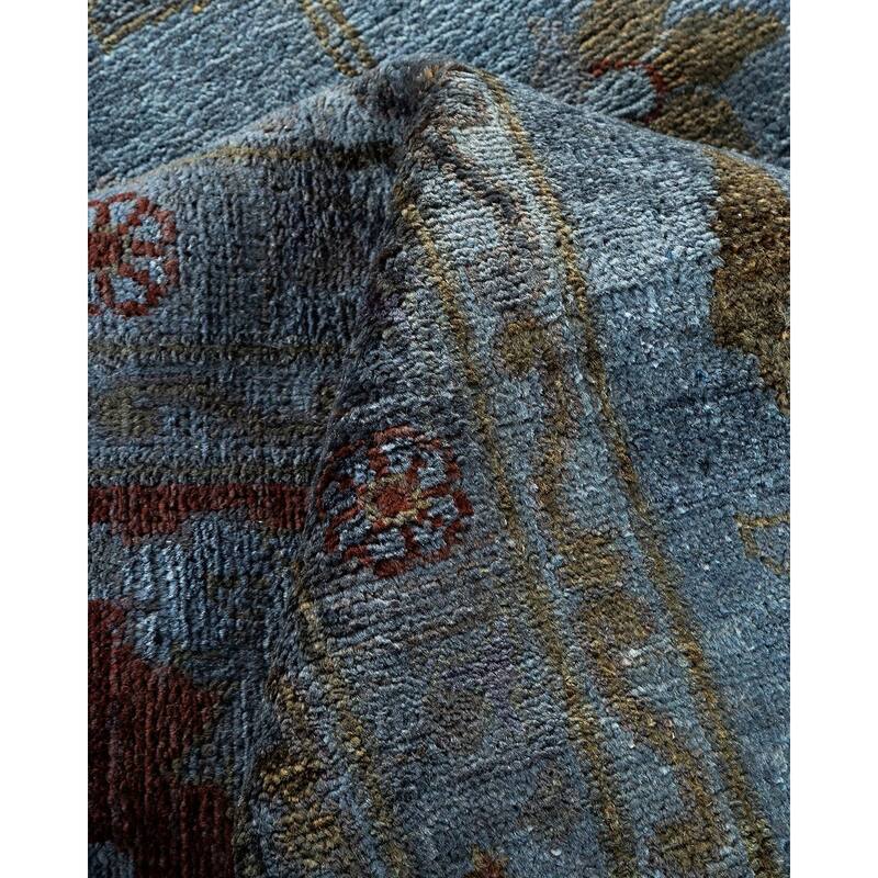 Overton Hand Knotted Wool Vintage Inspired Modern Contemporary Overdyed Gray Area Rug - 11' 10" x 14' 9"