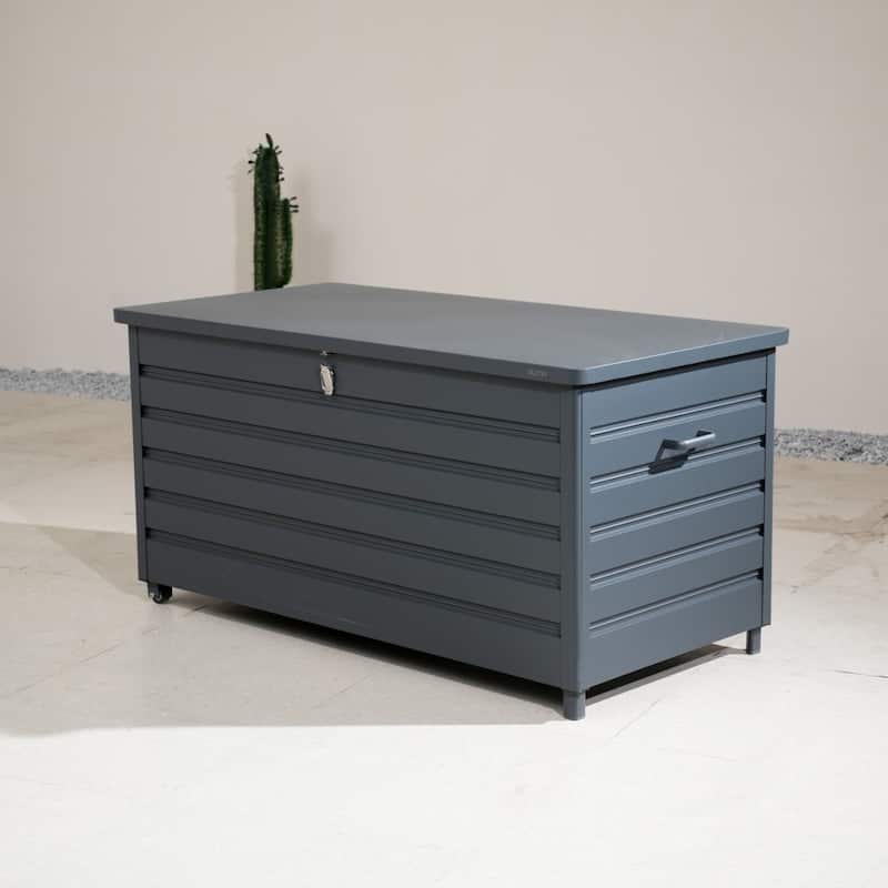 Modern Outdoor Aluminum Storage Box with Wheels and Waterproof Liner