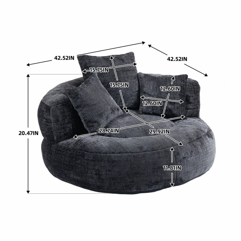 Durable Lazy Sofa Comfort Lounger, High Back Bean Bag Couch with 3 Pillows