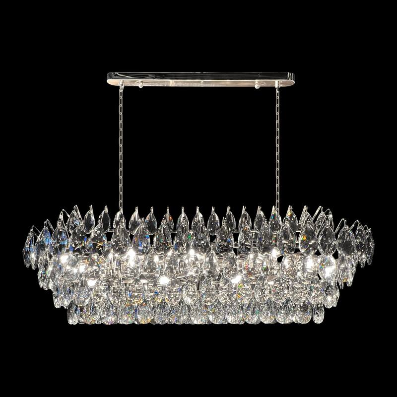Teardrop Crystal Diamond Linear Chandelier 40" - Chrome