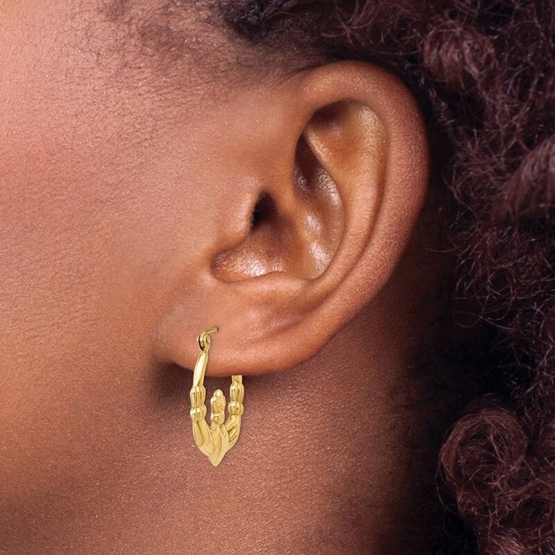 Curata 14k Yellow Gold Irish Claddagh Celtic Trinity Knot Hoop Earrings - 13x3mm