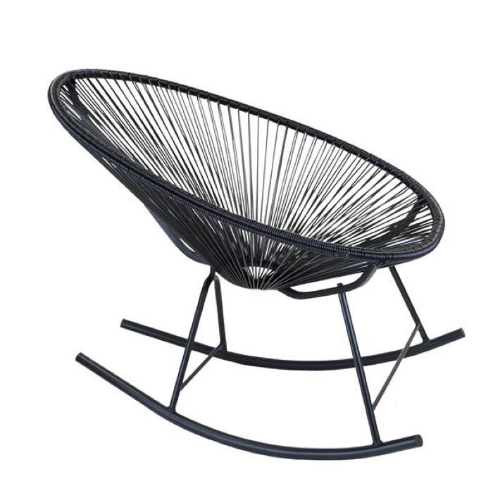 Acapulco Outdoor Woven Rocking Chairs (Set of 2) - Black