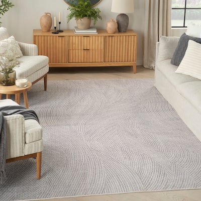 Nourison Washables Indoor Grey Abstract Area Rug