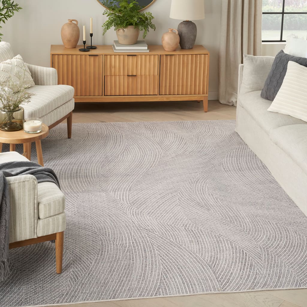 Nourison Washables Indoor Grey Abstract Area Rug