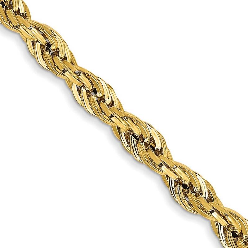 Curata 14k Yellow Gold 3.0mm Semi-solid Rope Chain Necklace (Lobster) Options: 16 18 20 22