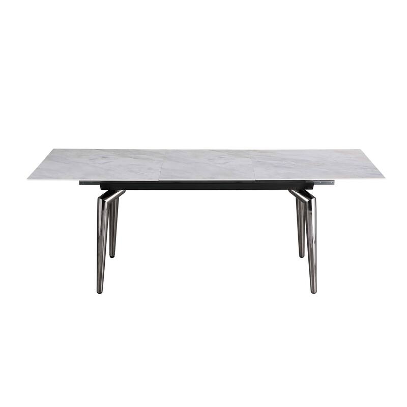 Somette Tate Sintered Stone Extendable Dining Set with Gray Chairs
