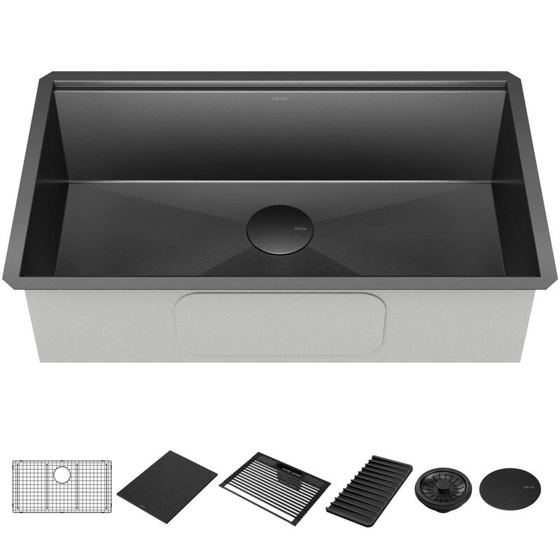 Delta 95B9031-32S Rivet 32" Undermount Single Basin Stainless Steel - PVD Gunmetal