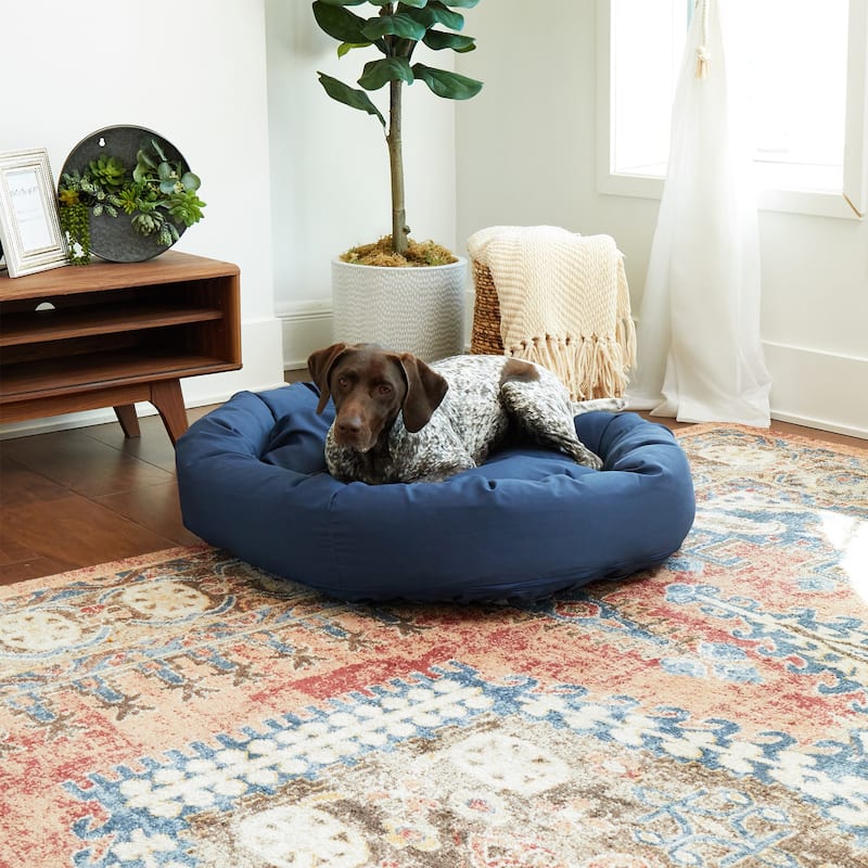 Happy Hounds Max Navy Rectangle Indoor/Outdoor Bumper Dog Bed