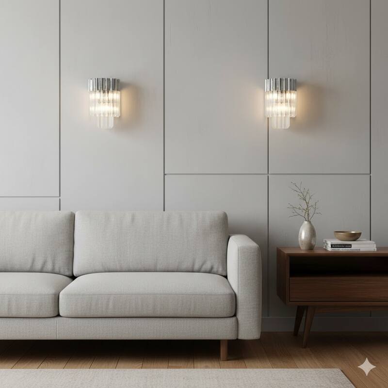 3-Light Chrome Stainless Steel Frame Wall Sconce