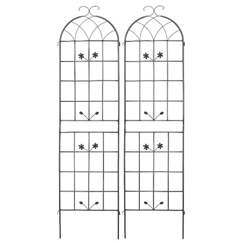 Metal Garden Trellis, 2 Pack Metal Trellis for Climbing Plants, Indoor/Outdoor Plant Trellis, Lawn Garden Fence Decor Screen