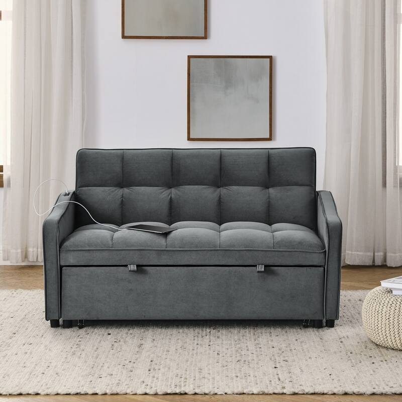 Loveseats Sofa Bed with Pull-out Bed AND Adjsutable Back - 2 Seat