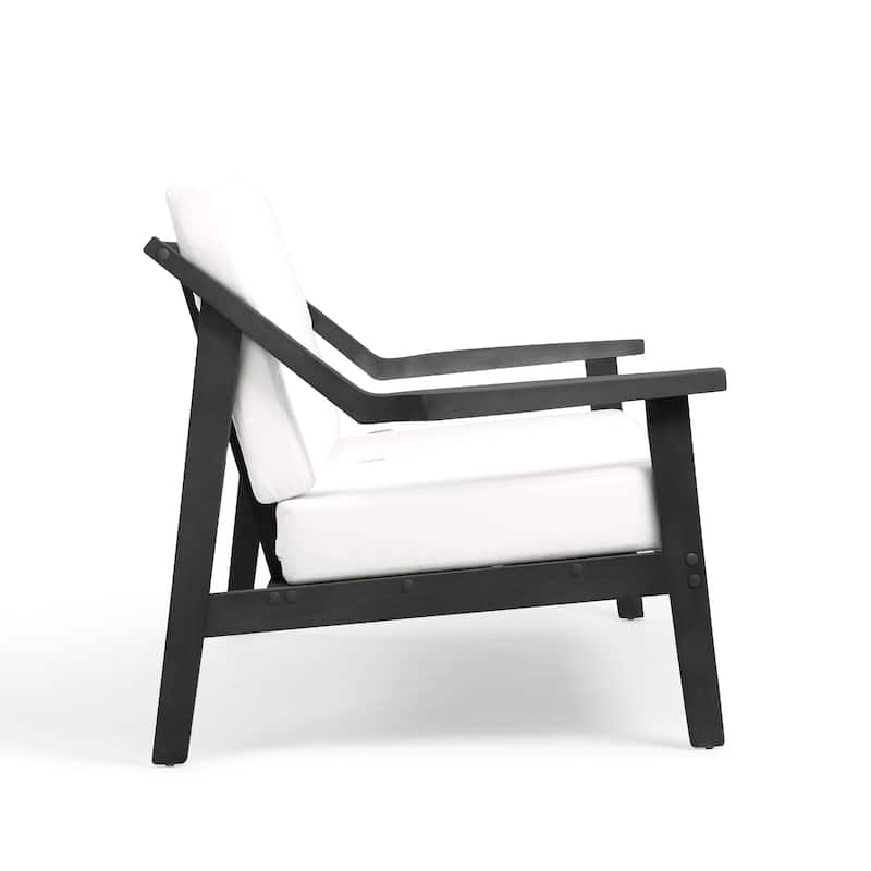 Outdoor Wood Teak Cushioned Patio 2 Seater Loveseat with Coffee Table