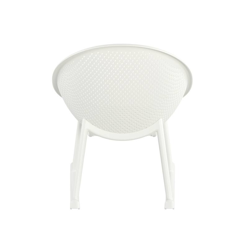 Roomfitters Gable Outdoor Plastic Rocking Chair with Weather Resistant Build, Modern Slat Back, White Set of 2