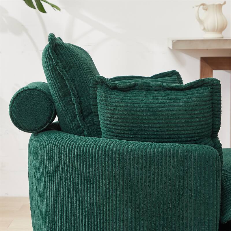 38"W Oversized Swivel Chair with Moon Storage Ottoman, 4 Pillows