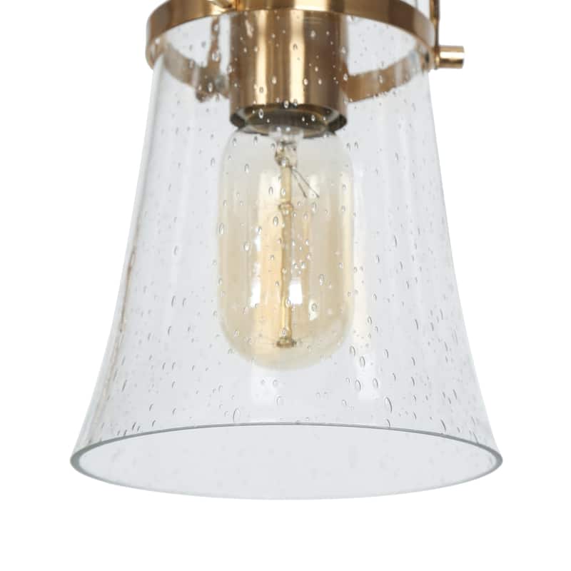 Haye Modern Gold 5-Light Wheel Glass Chandelier for Dining Room Bedroom - D25" x H16.5"