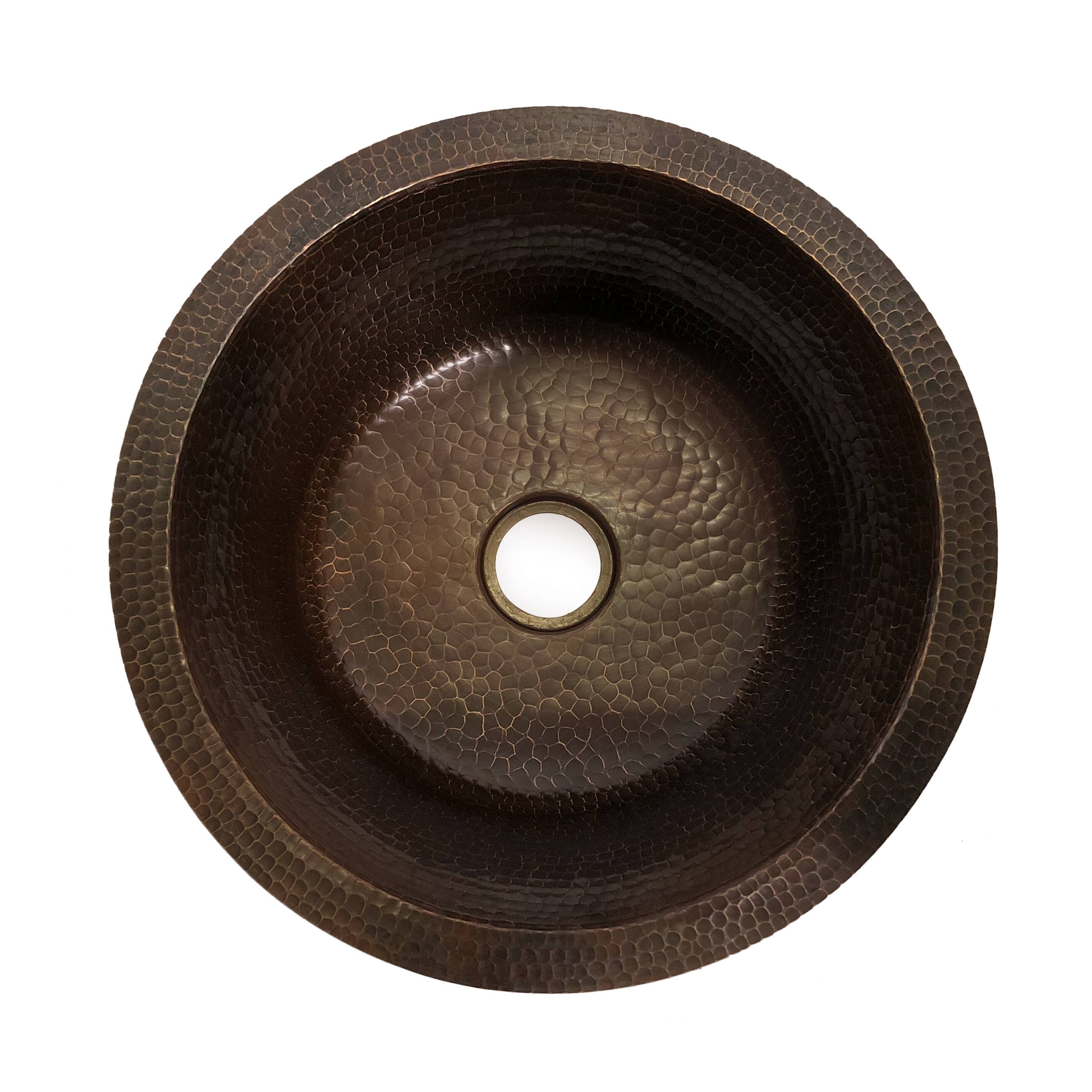 Handmade 15" Hammered Copper Prep Sink with 2" Drain (Mexico) Bed