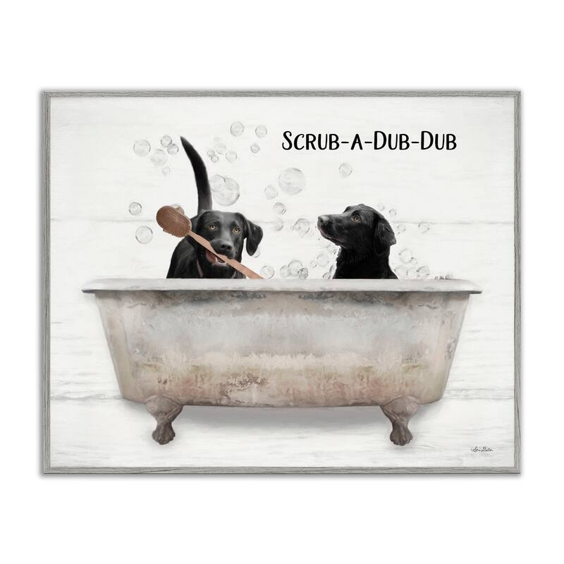 Stupell Scrub a Dub Dub Quote Family Pet Dog Bath Framed Giclee Texturized Art by Lori Deiter