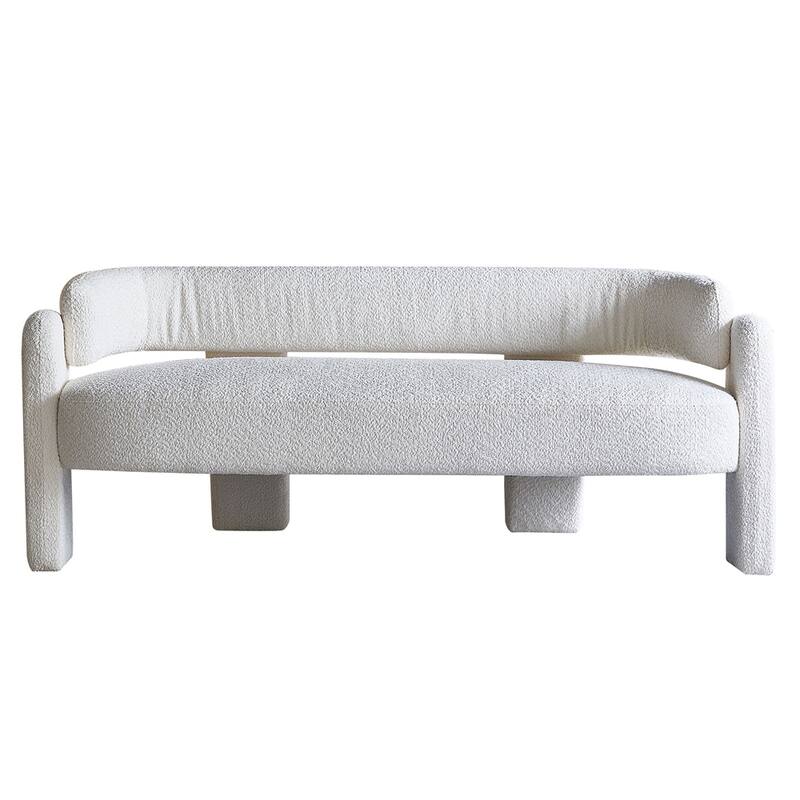 Boucle Upholstery Modern Sofa with Solid Wood Frame and Legs