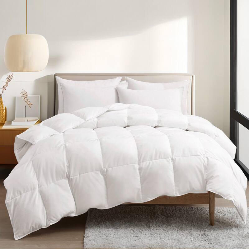 All Season Microfiber White Goose Down and Feather Fiber Comforter - Twin