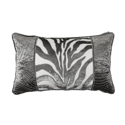 Zebra applique and wave embroidery Pillow, 16x26