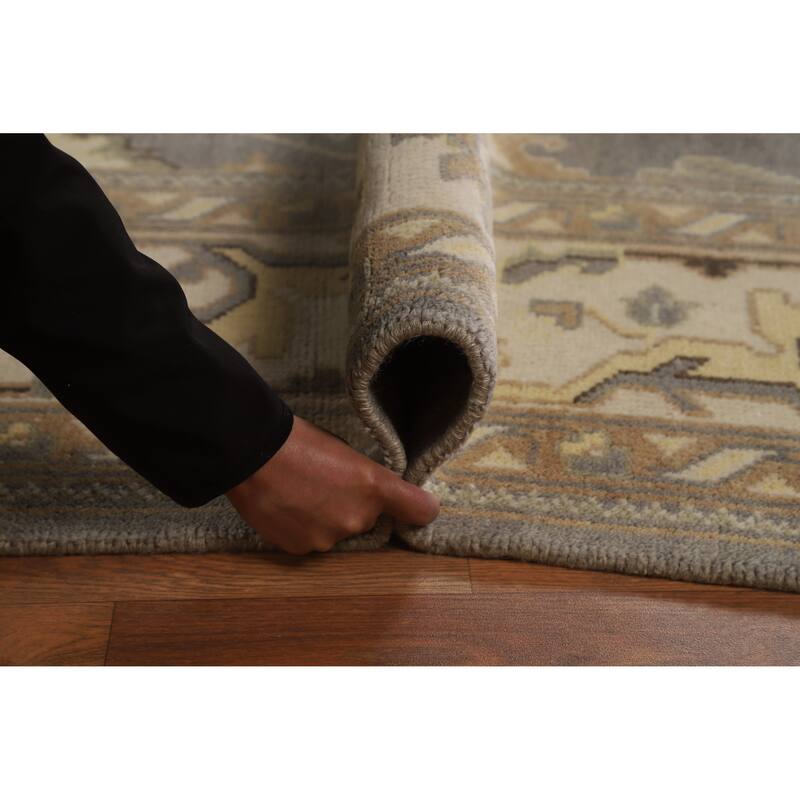 All-Over Oushak Indian Area Rug Hand-Knotted Wool Carpet - 8'1" x 9'11"