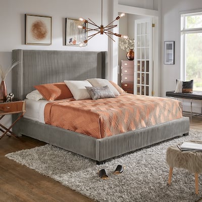 Jules Pleated Velvet Wingback Bed by iNSPIRE Q Modern