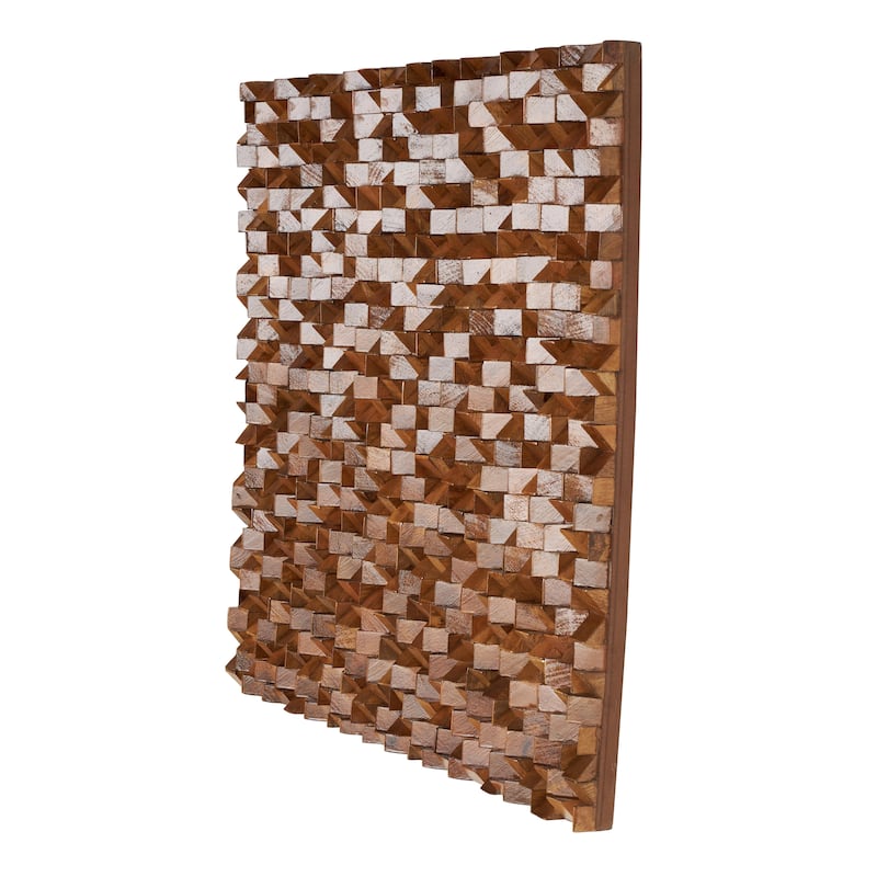 Mango Wood Geometric Handmade 3D Cube Inspired Panel Home Wall Decor - Brown - Roche River Decor