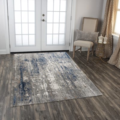 Alora Decor Antonela Transitional Blue Recycled Polyester Area Rug