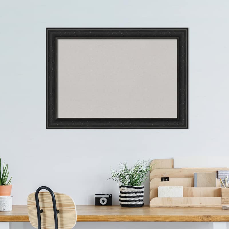 Shipwreck Black Narrow Framed Grey Corkboard Bulletin Board
