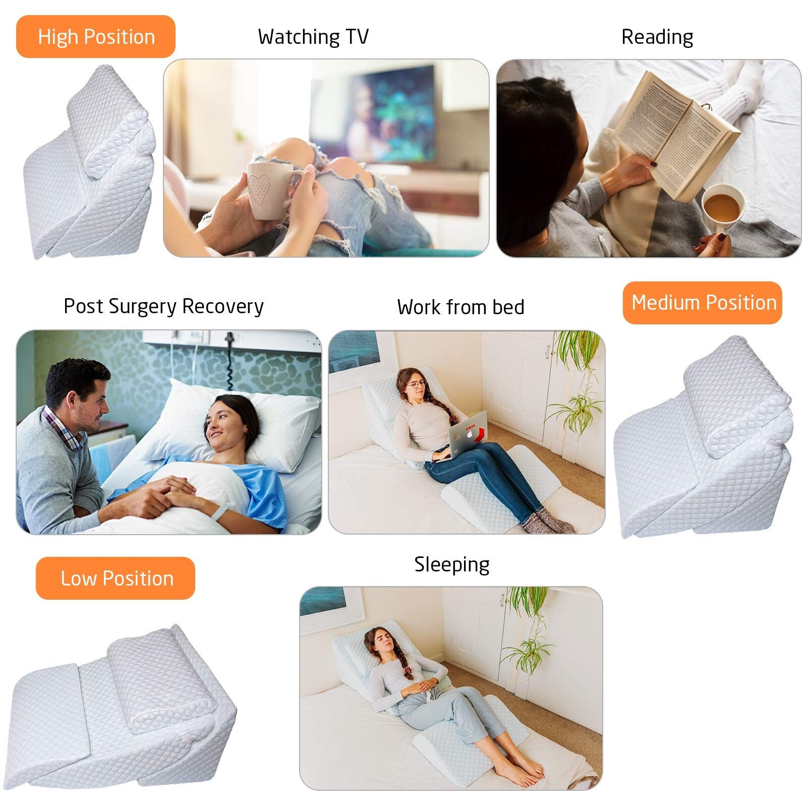 Orthopedic Bed Wedge Pillow Set Reading Pillow Back Support for Sleeping Memory Foam Wedge for Lower Back Knee and Leg Pain On Sale Bed Bath Beyond 40040524