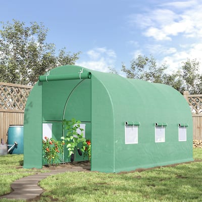 Outsunny Portable Walk-In Gardening Plant Greenhouse - Green