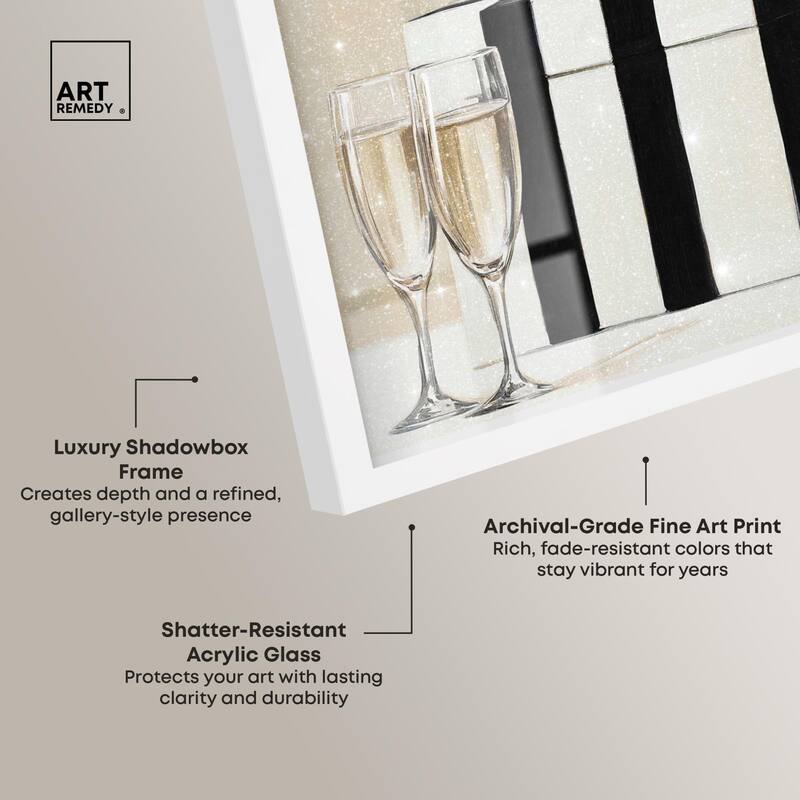 Black and White Striped Glam Shadowbox by Art Remedy