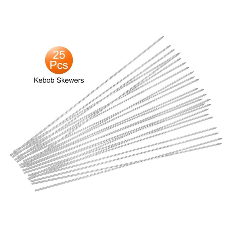 25pcs Kebob Skewers 33cm x 3mm Stainless Steel Round BBQ Grill Sticks - 33cm x 3mm