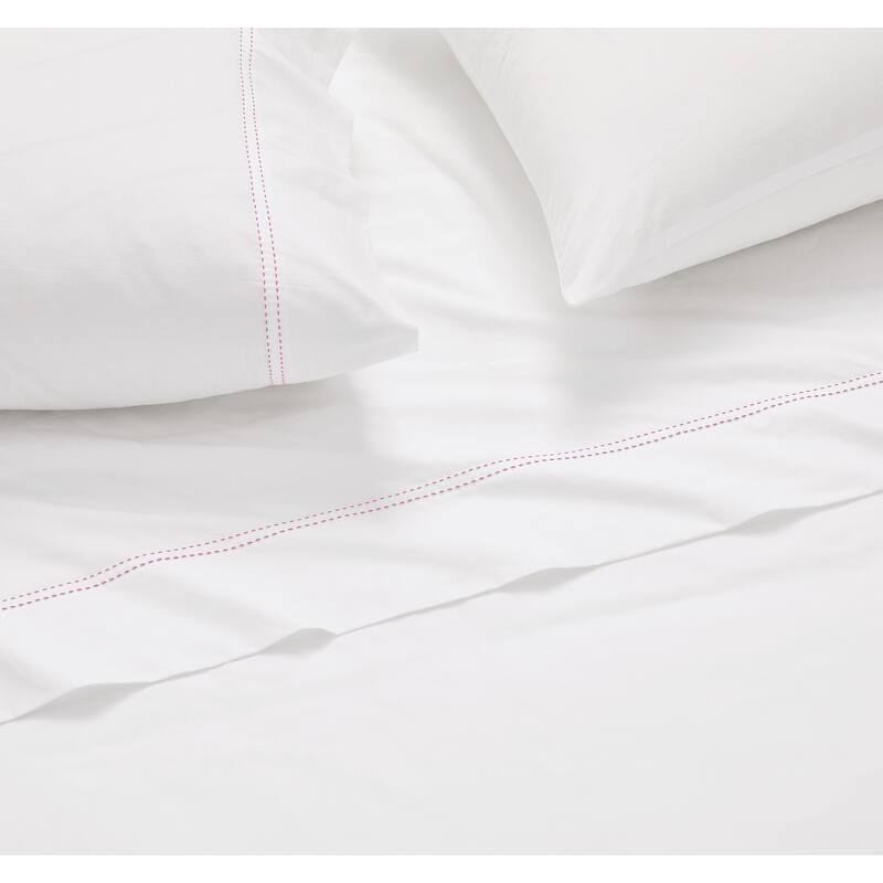 SCOUT Pick Stitch Cotton Percale Sheet Set