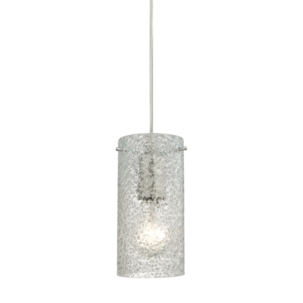 Ice Fragments 5-inch Wide 1-Light Pendant in Satin Nickel and Clear Glass - 5in W x 5in D x 8in H