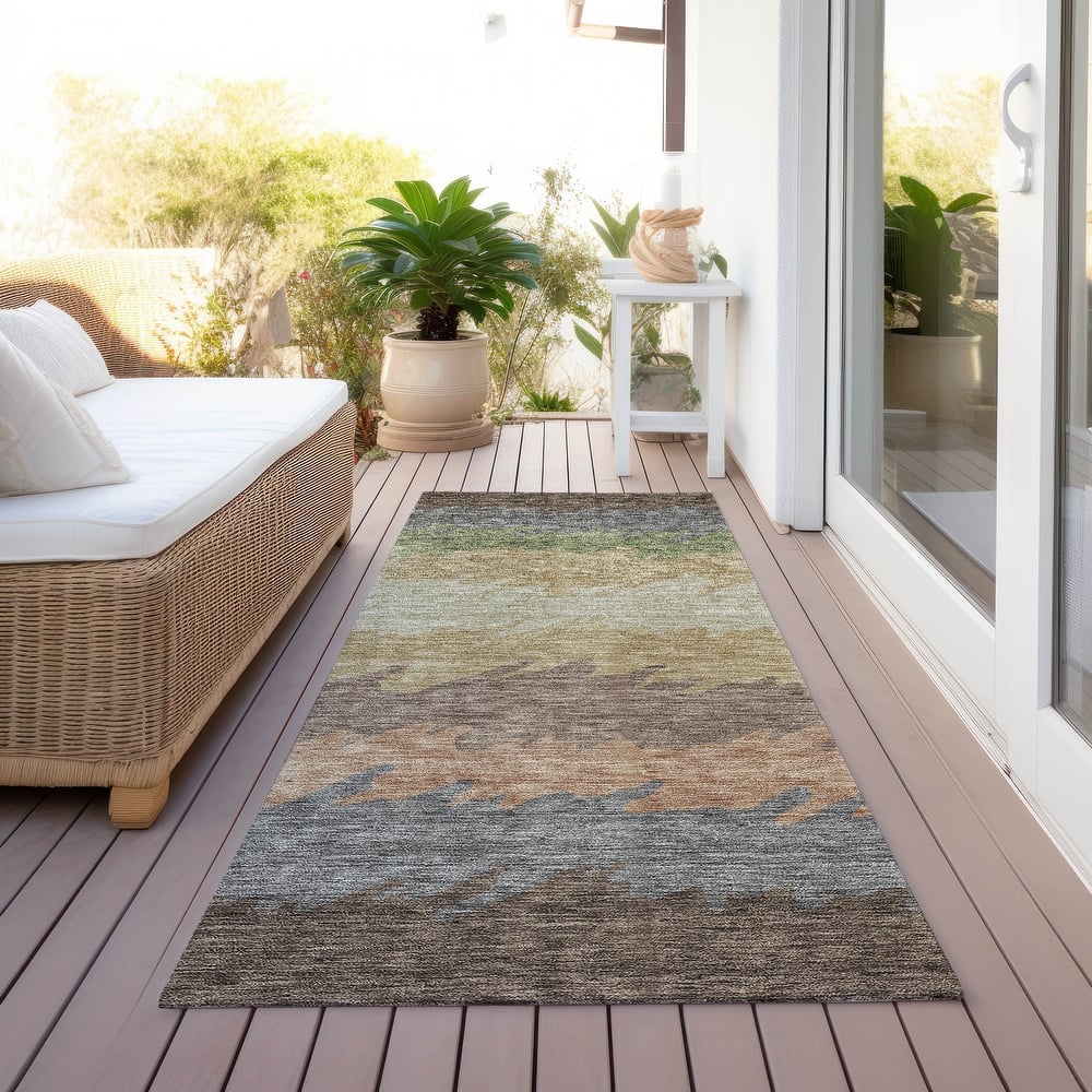 Machine Washable Indoor/ Outdoor Chantille Abstract Ombre Rug