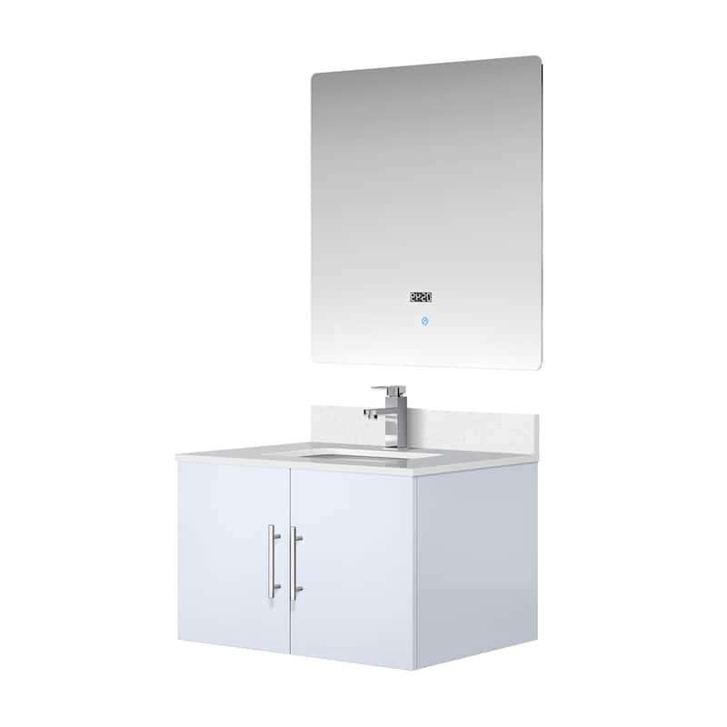 Geneva 30 in. W x 22 in. D Dark Grey Bath Vanity, Cultured Marble Top, Faucet Set, and 30 in. LED Mirror