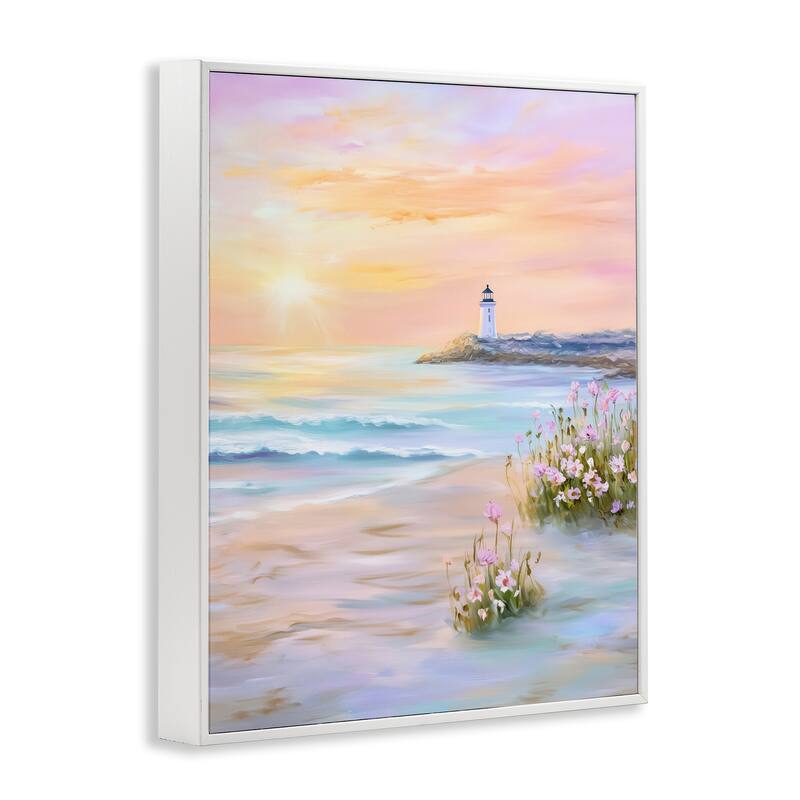 Stupell Warm Sunrise with Distant Lighthouse Framed Giclee Art Design By Arlington Prints