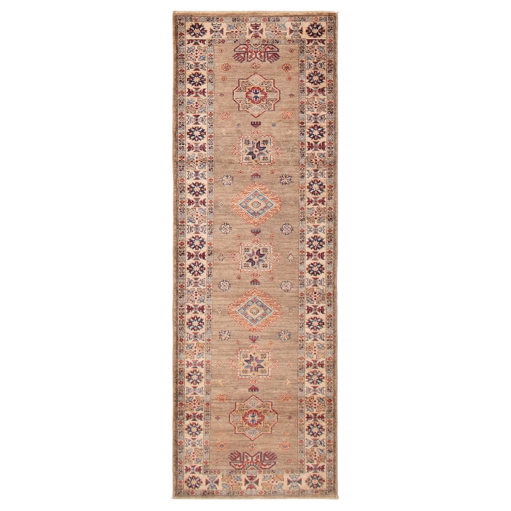 ECARPETGALLERY Hand-knotted Aryana Taupe Wool Rug - 2'9 x 8'1