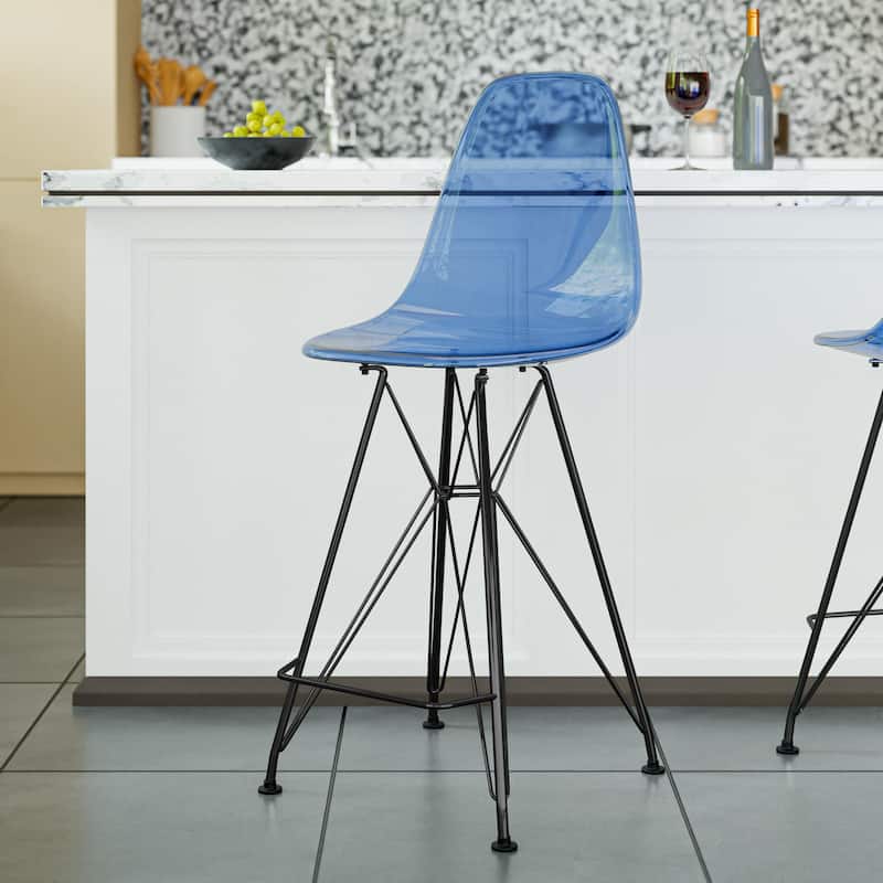 ABS Resin Barstool with Black Steel Base Cresco Series by LeisureMod
