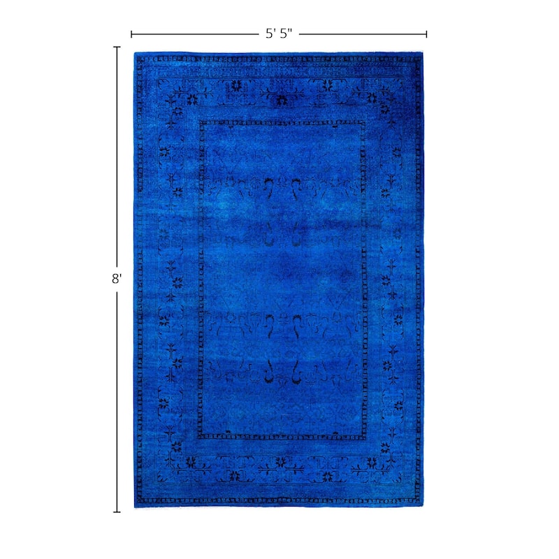 Fine Vibrance One-of-a-Kind Hand-Knotted Area Rug - Blue, 5' 5" x 8' 0" - 5' 5" x 8' 0"