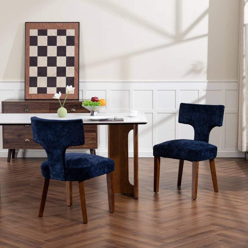 Mid Century Modern Dining Chairs Set of 2, Farmhouse Linen Fabric Upholstered Accent Chair