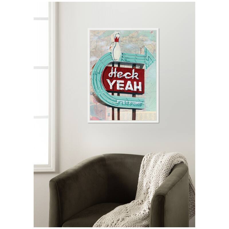 Kate and Laurel Heck Yeah by Krista V. Allenstein Framed Canvas Wall Art Print