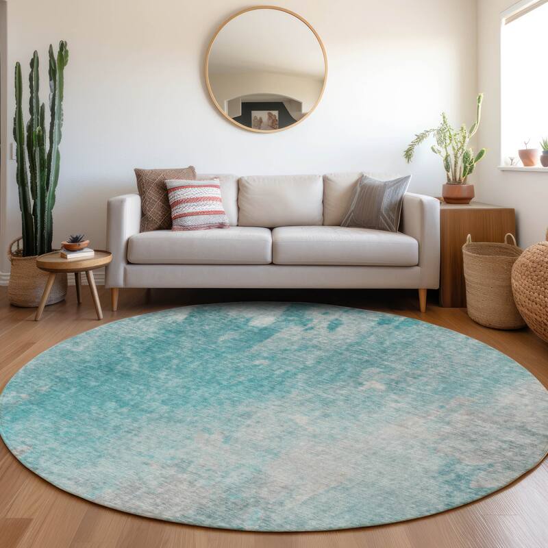 Machine Washable Indoor/ Outdoor Abstract Solid Chantille Rug
