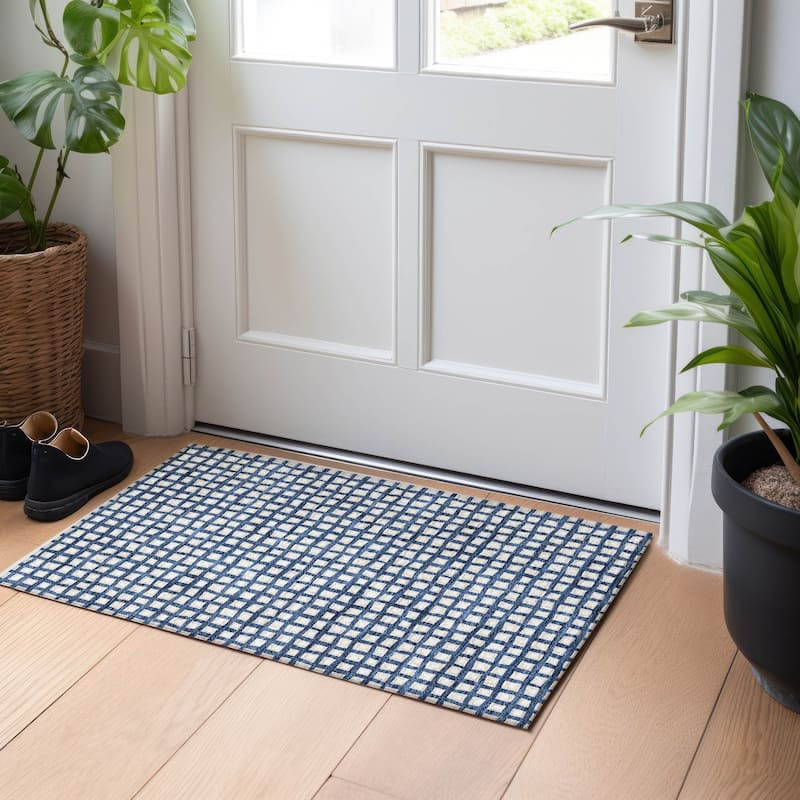 Premium Washable Super Soft Modern Contemporary Mayfield Rug - Blue - 1' 8" x 2' 6" - Rectangle