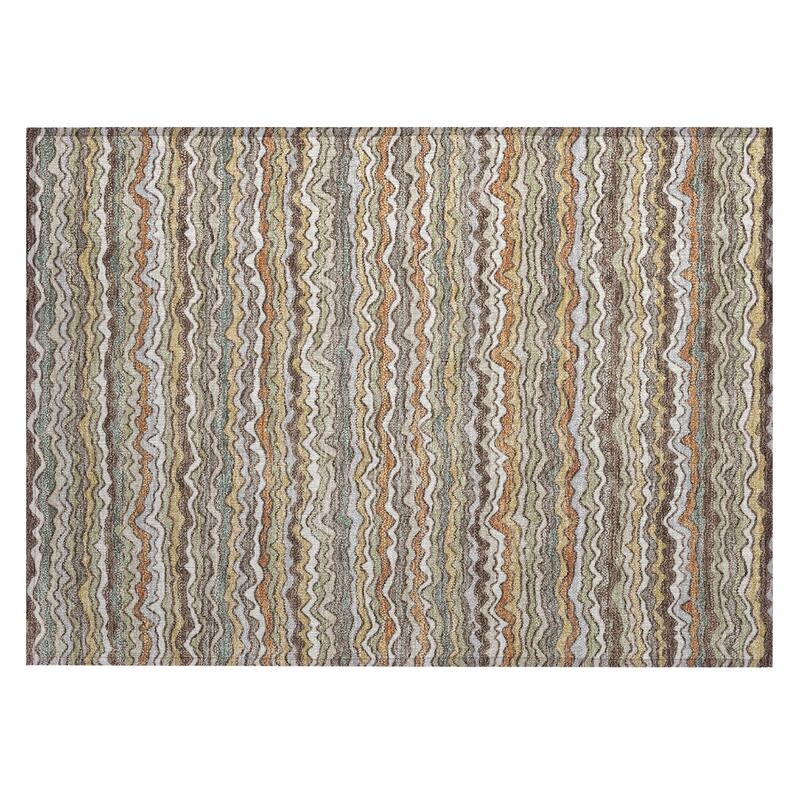Machine Washable Indoor/ Outdoor Ziggy Stripe Chantille Rug