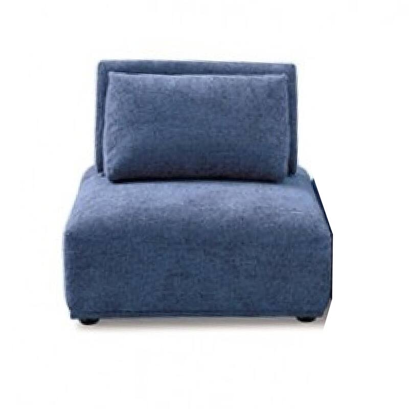 Stavan Modular Curved 3 Seat Sofa, Blue Chenille, Adjustable Backs