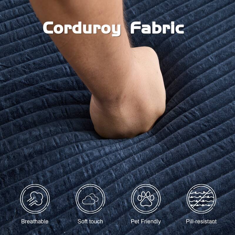 Floor Corduroy Deep Seat Loveseat Sofa with Folding Mattress Convertible Sleeper Sofa Bed with Reversible Cushion and Pillows
