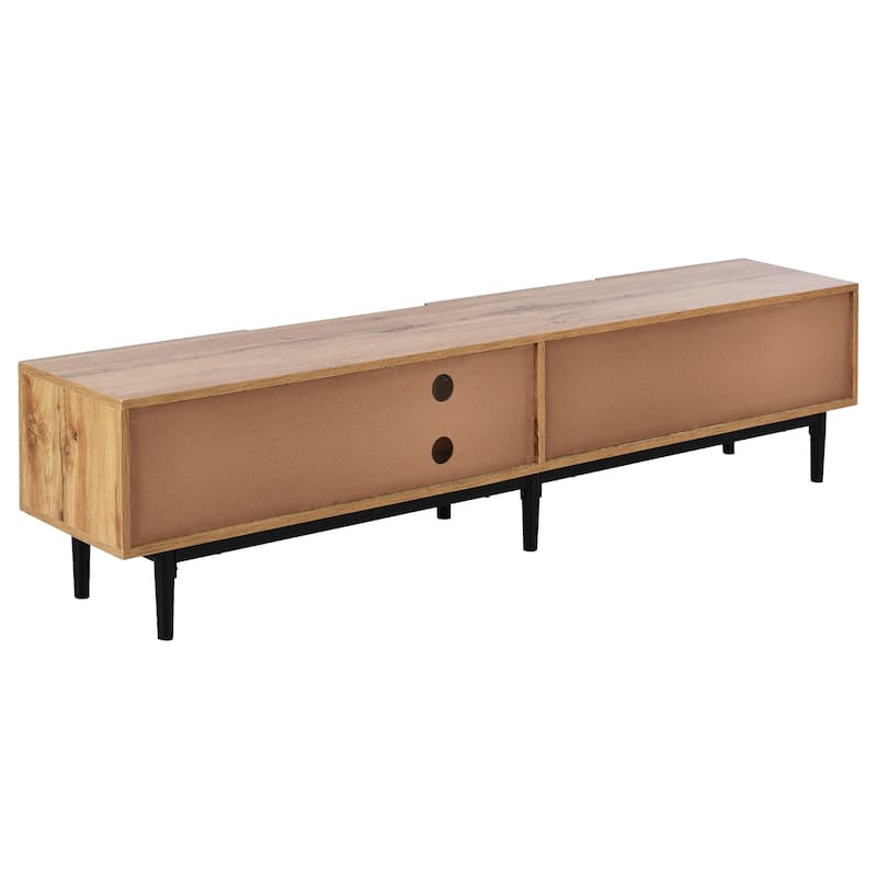 Freestanding TV Cabinet with 4 Cabinets and Open Shelves, Accommodates 80" TV Media Console Table Entertainment Center